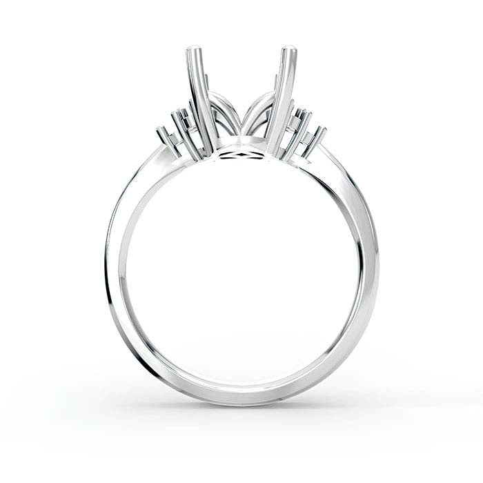 14K White Gold 10 x 7mm Emerald-Cut Stone Ring Mounting