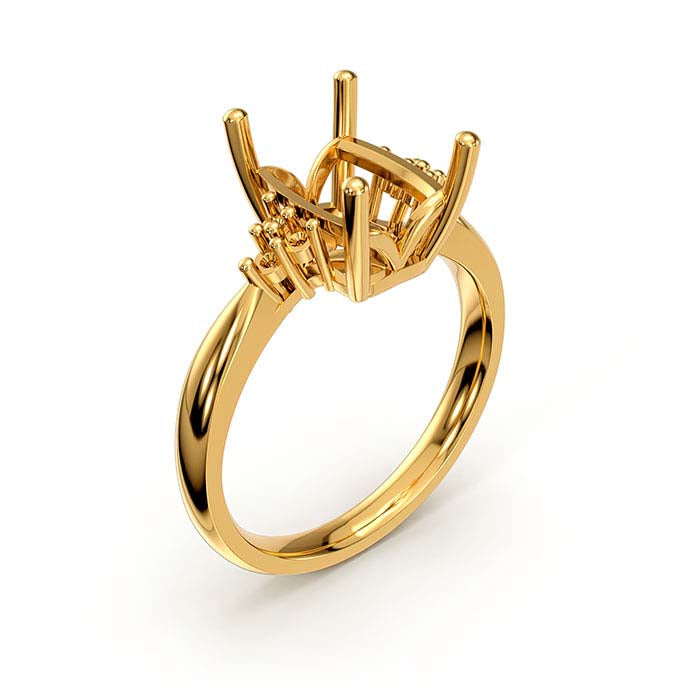 14K Geelgouden Ringmontuur voor Steen van 10 x 7 mm, Smaragdslijpsel