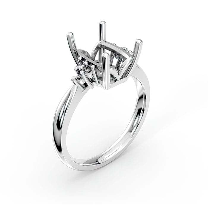 18K Hvidguld 10 x 7mm Smaragdslibning Ringindfatning