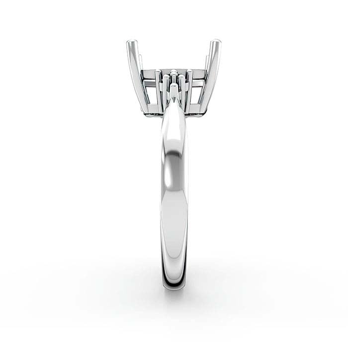 Montagem de Anel com Pedra Corte Esmeralda 10 x 7mm em Ouro Branco 18K