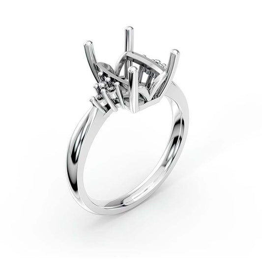 18K Hvitt Gull 10 x 7mm Smaragdslipt Sten Ringinnfatning