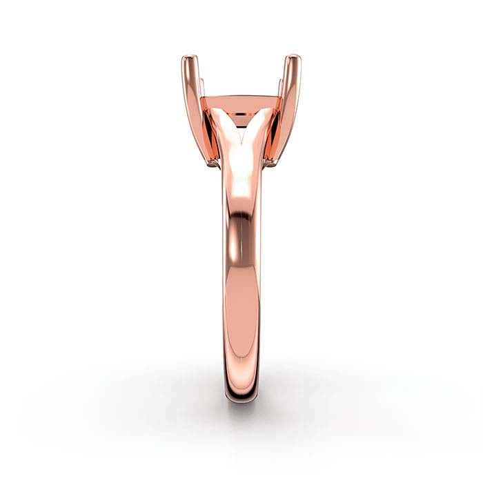 14K Rose Gold 9mm Cushion Solitaire Stone Ring Mounting
