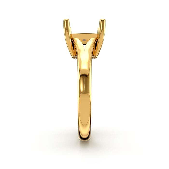 14K Gult Guld 9mm Pude Solitaire Sten Ringbesætning