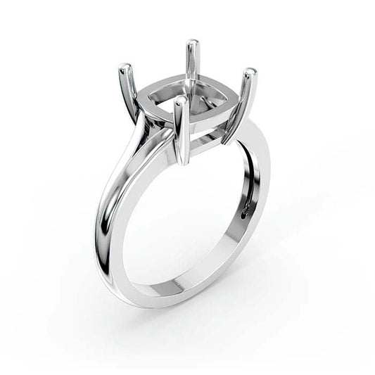 18K Hvitt Gull 9mm Putesten Solitaire Stenring Innfatning