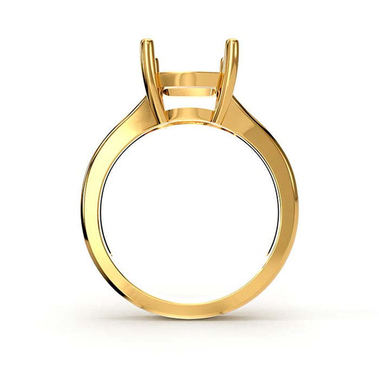 18K Gult Gull 9mm Putesten Solitaire Stenring Innfatning
