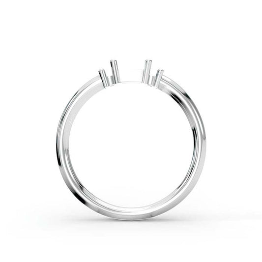 14K Hvitt Gull Baguette- og Rundt Sten Ringfeste