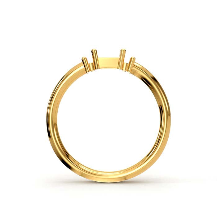 18K Yellow Gold Baguette & Round Stone Ring Mounting