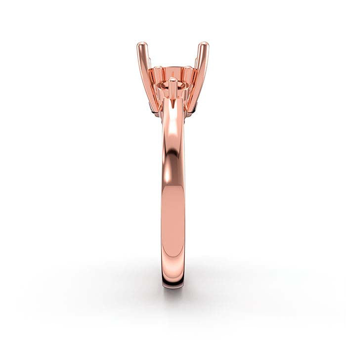 14K Rose Gold Oval & Round Stone Ring Mounting