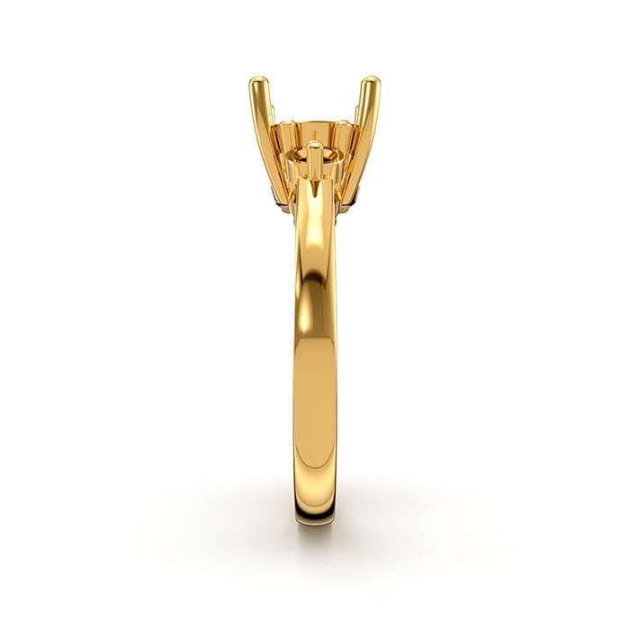 تركيب خاتم بحجر بيضاوي ومستدير من الذهب الأصفر عيار 18 قيراط