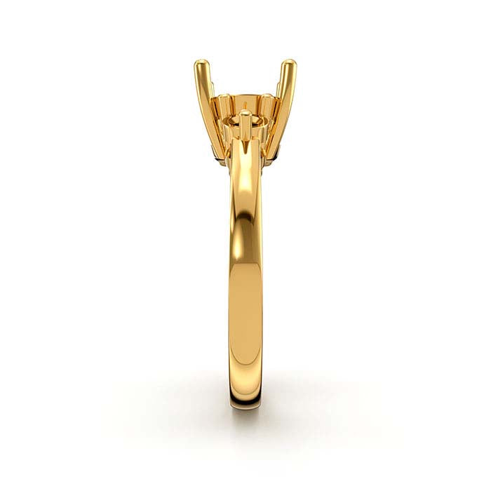 18K Yellow Gold Oval & Round Stone Ring Mounting