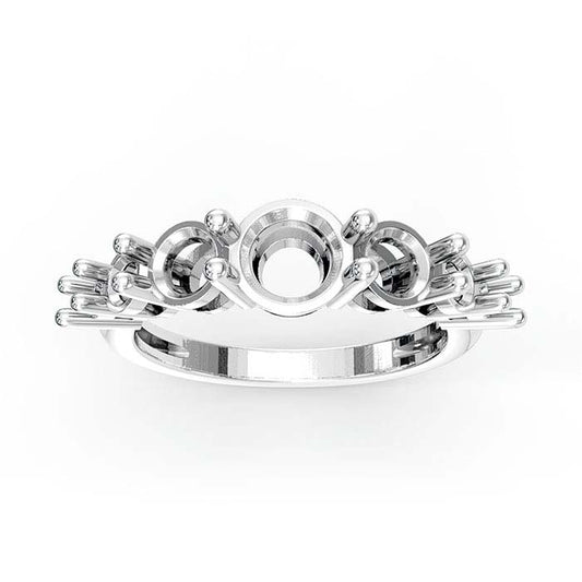 14K White Gold Round Seven Stone Ring Mounting