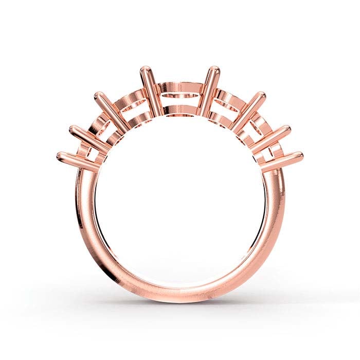 18K Rose Gold Round Seven Stone Ring Mounting