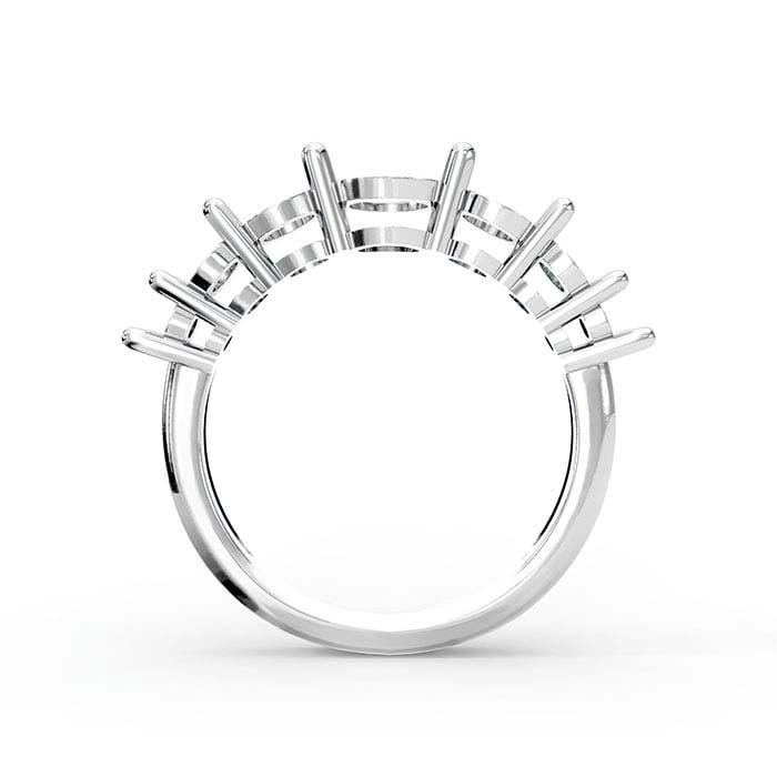 18K White Gold Round Seven Stone Ring Mounting