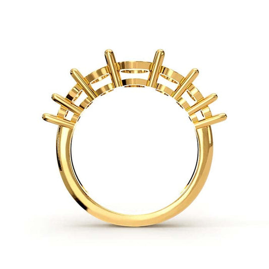 18K Yellow Gold Round Seven Stone Ring Mounting