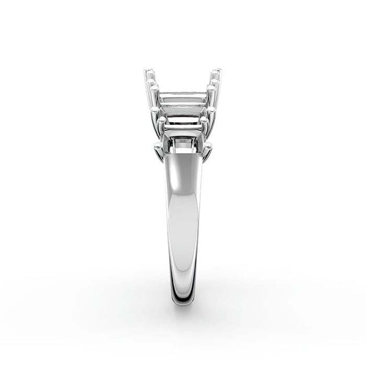 14K White Gold Emerald-Cut Seven Stone Ring Mounting