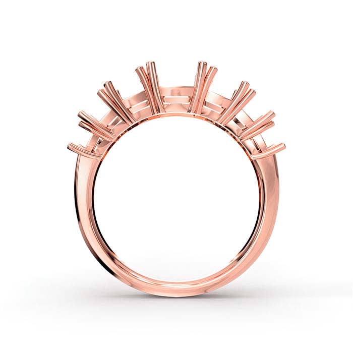 18K Rosaguldsring med smaragdslibede syv sten indfatning