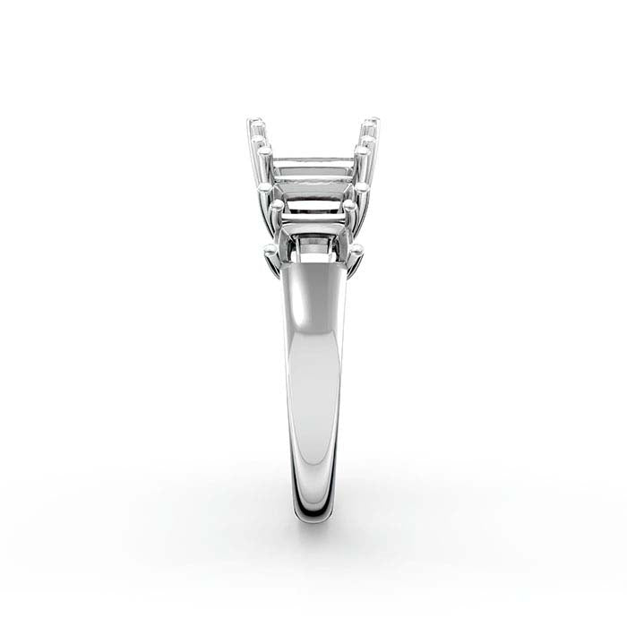 18K Hvidguld Smaragdslibning Syv Sten Ringindfatning