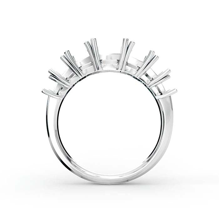 18K Hvidguld Smaragdslibning Syv Sten Ringindfatning