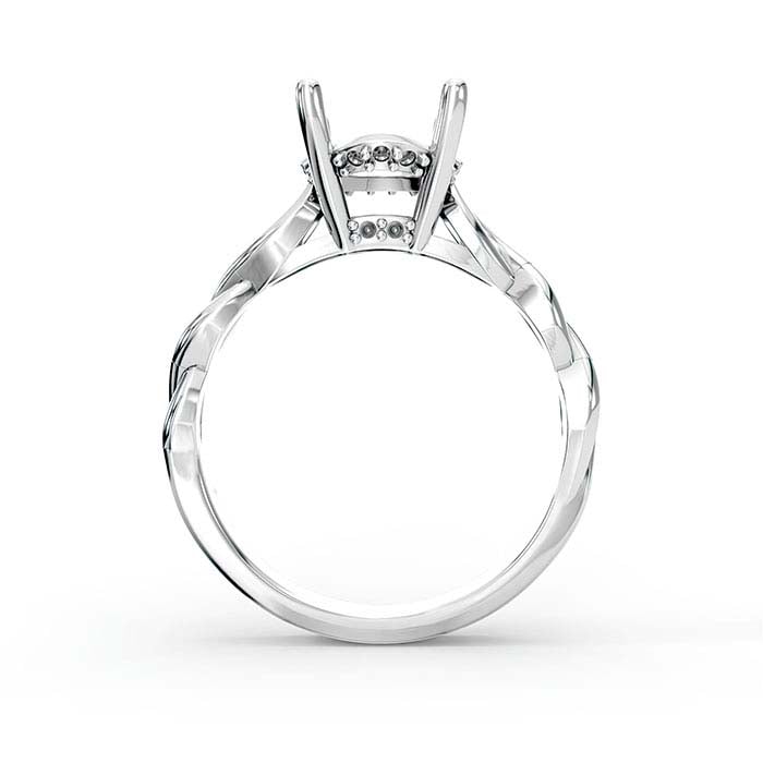 14K Hvidguld 8,5 mm Rund Halo Sten Ringmontering