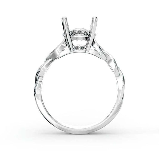 Montagem de Anel com Pedra Halo Redonda de 8,5mm em Ouro Branco 14K