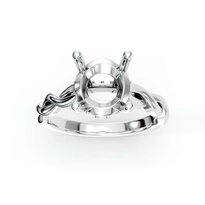 Montagem de Anel com Pedra Halo Redonda de 8,5 mm em Ouro Branco 18K