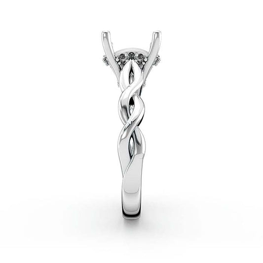 Montagem de Anel com Pedra Halo Redonda de 8,5 mm em Ouro Branco 18K