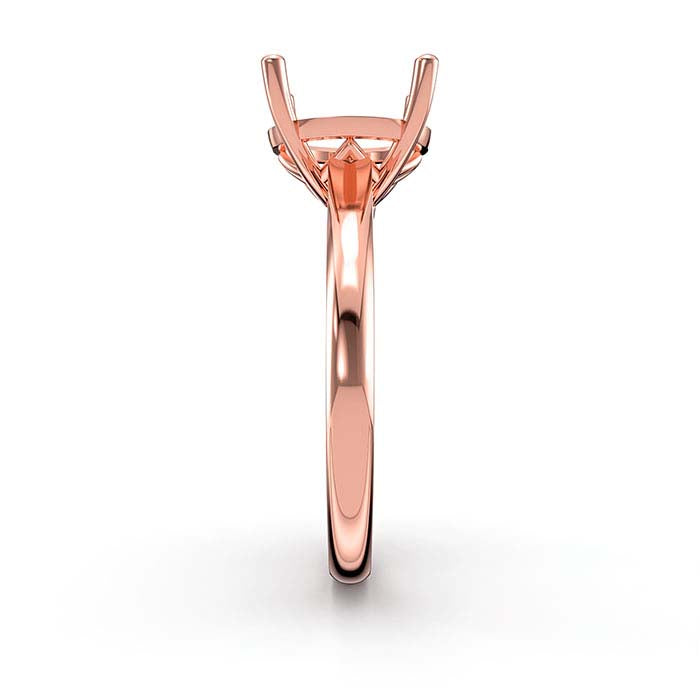 14K Rose Gold 9mm Round Basket Solitaire Stone Ring Mounting