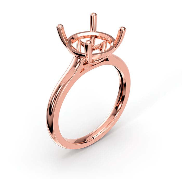 14K Rose Gold 9mm Round Basket Solitaire Stone Ring Mounting