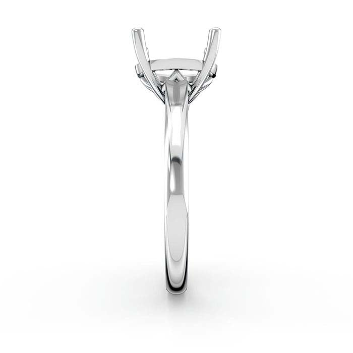 14K Hvidguld 9mm Rund Kurv Solitaire Sten Ringmontering