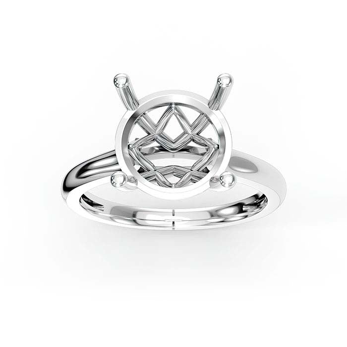 18K White Gold 9mm Round Basket Solitaire Stone Ring Mounting