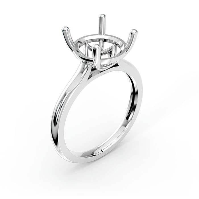 18K White Gold 9mm Round Basket Solitaire Stone Ring Mounting