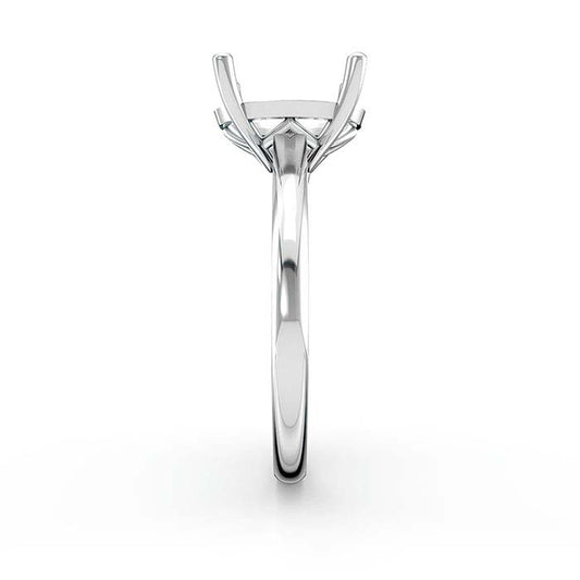 14K Weißgold 10 x 8mm Ovaler Korb Solitär Stein Ringfassung