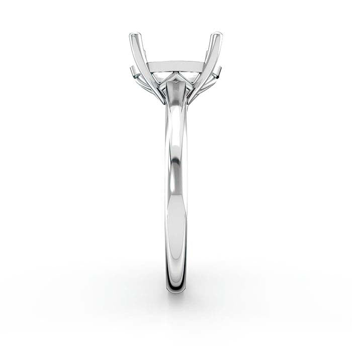 14K White Gold 10 x 8mm Oval Basket Solitaire Stone Ring Mounting