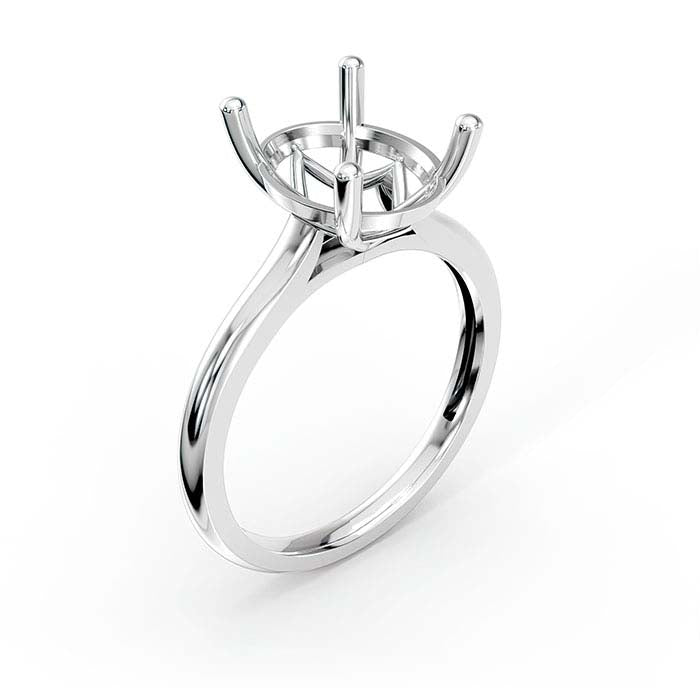 14K White Gold 10 x 8mm Oval Basket Solitaire Stone Ring Mounting