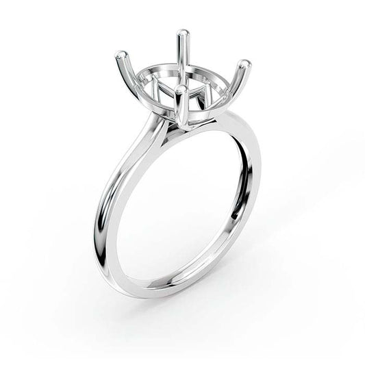 14K Weißgold 10 x 8mm Ovaler Korb Solitär Stein Ringfassung