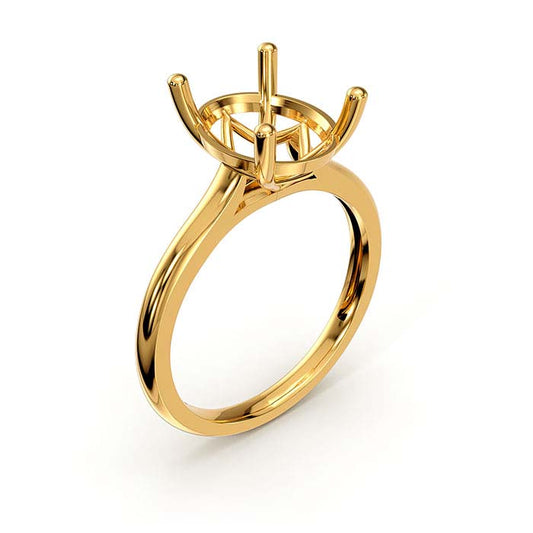 14K Yellow Gold 10 x 8mm Oval Basket Solitaire Stone Ring Mounting