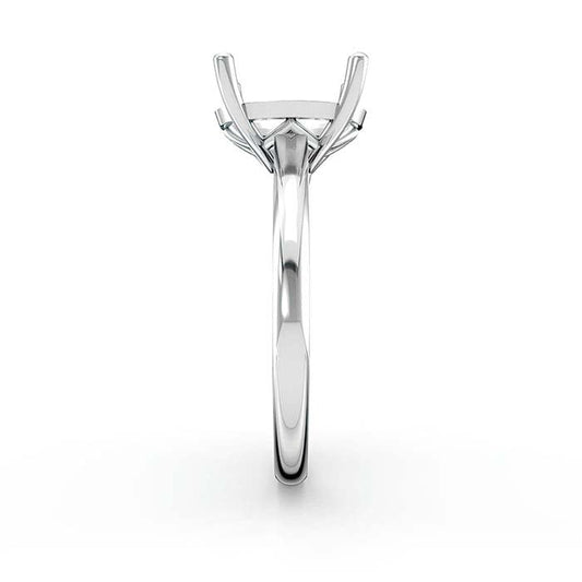 18K White Gold 10 x 8mm Oval Basket Solitaire Stone Ring Mounting