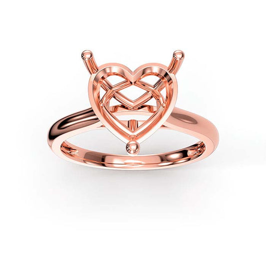 14K Roségold 10mm Herzkorb Solitärstein Ringfassung