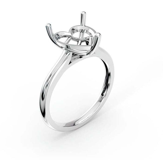 18K White Gold 10mm Heart Basket Solitaire Stone Ring Mounting