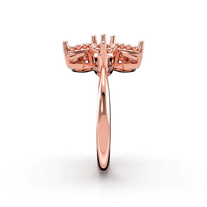 Ringfassung aus 18 Karat Roségold mit Marquise- und rundem Blumenstein