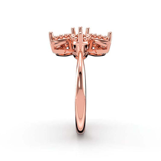 Βάση Δαχτυλιδιού με Λουλούδι από Πέτρες Marquise & Στρογγυλές σε Ροζ Χρυσό 18Κ