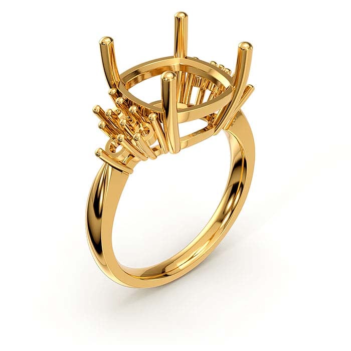 18 Karat Gelbgold Kissen &amp; runde Stein Ringfassung