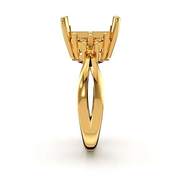 خاتم تركيب بحجر زمرد مقطوع ومستدير من الذهب الأصفر عيار 18 قيراط