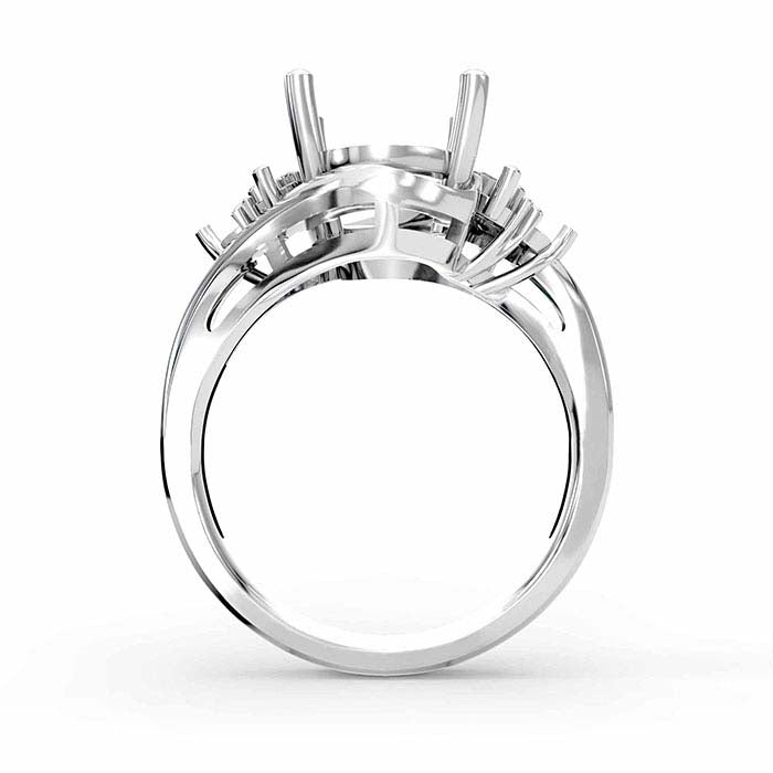 14K Balto Aukso Ovalo ir Apvalaus Akmens Žiedo Bazė