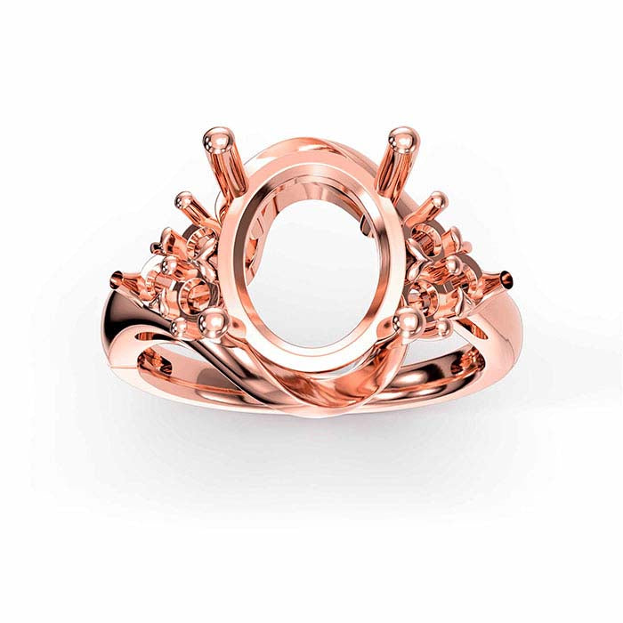 Ringfassung aus 18 Karat Roségold mit ovalen und runden Steinen