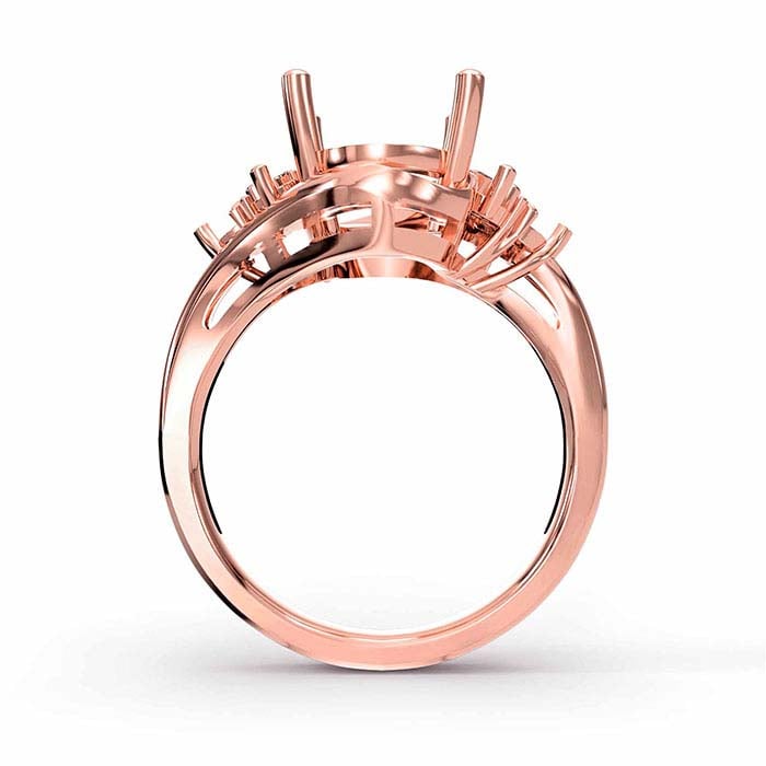 حامل خاتم بحجر بيضاوي ومستدير من الذهب الوردي عيار 18 قيراط