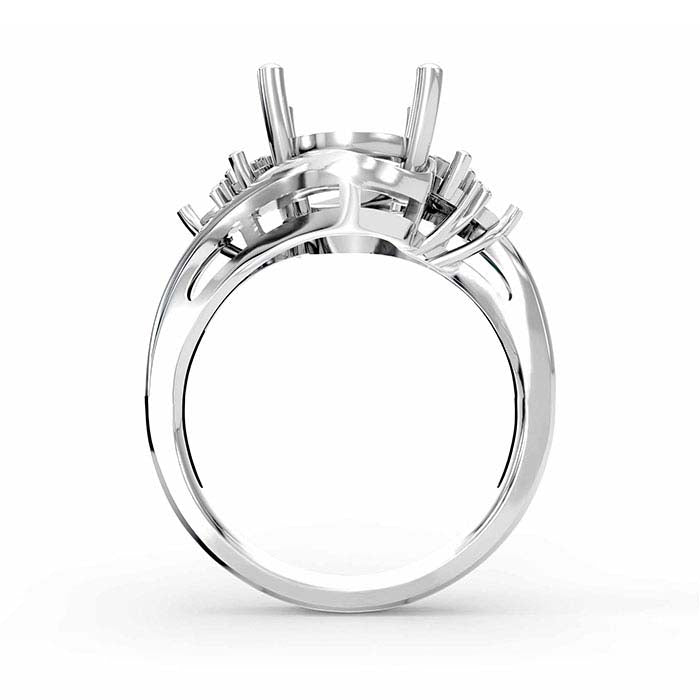 Ringfassung aus 18 Karat Weißgold mit ovalen und runden Steinen