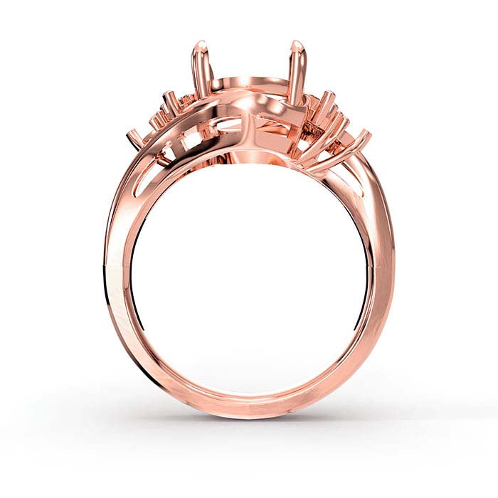 Ringfassung aus 18 Karat Roségold mit ovalen und runden Steinen