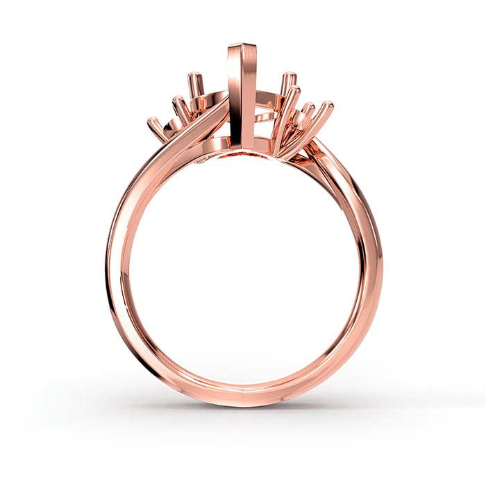 14K Roségold Herz- und Rundstein-Ringfassung