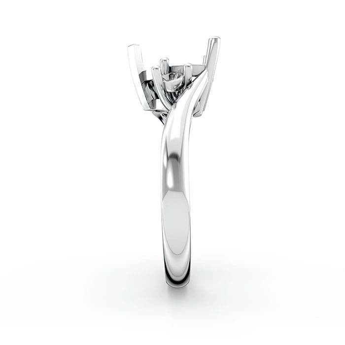 14K White Gold Heart & Round Stone Ring Mounting